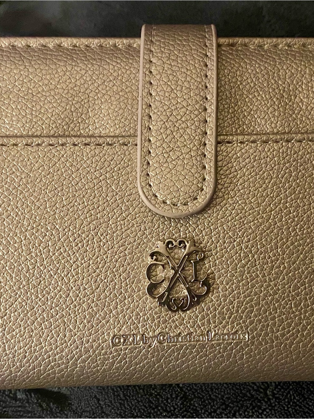 Christian Lacroix Pewter Pebbled Wallet